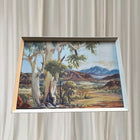 Vintage Australian Landscape Oil Painting - Gum Trees and Mountains - Image 1