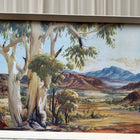 Vintage Australian Landscape Oil Painting - Gum Trees and Mountains - Image 3