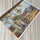 Vintage Australian Landscape Oil Painting - Gum Trees and Mountains - Image 2