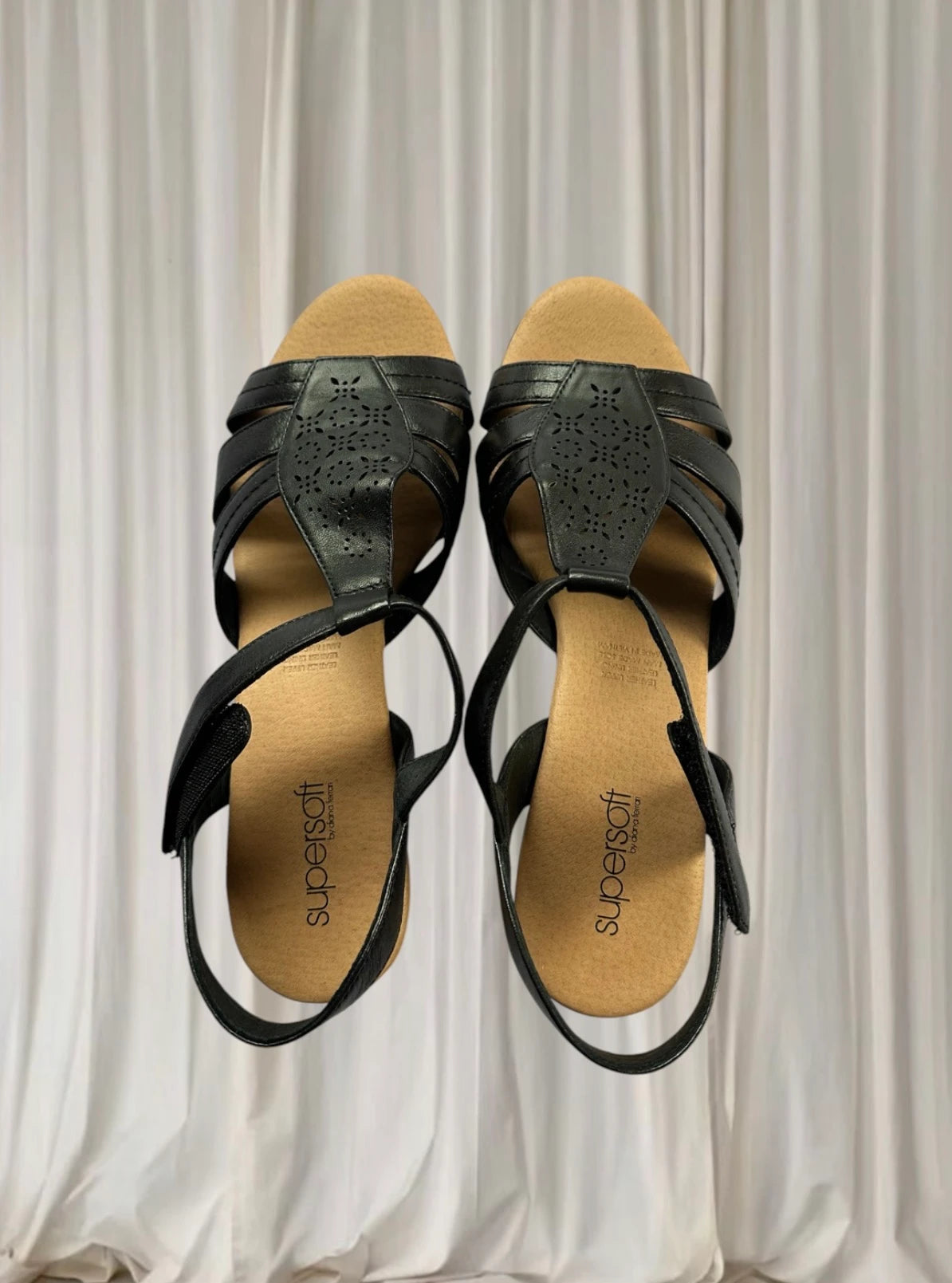 Supersoft by Diana Ferrari Ivanka Sandals -Black Leather Comfort NEW 10 - Image 3