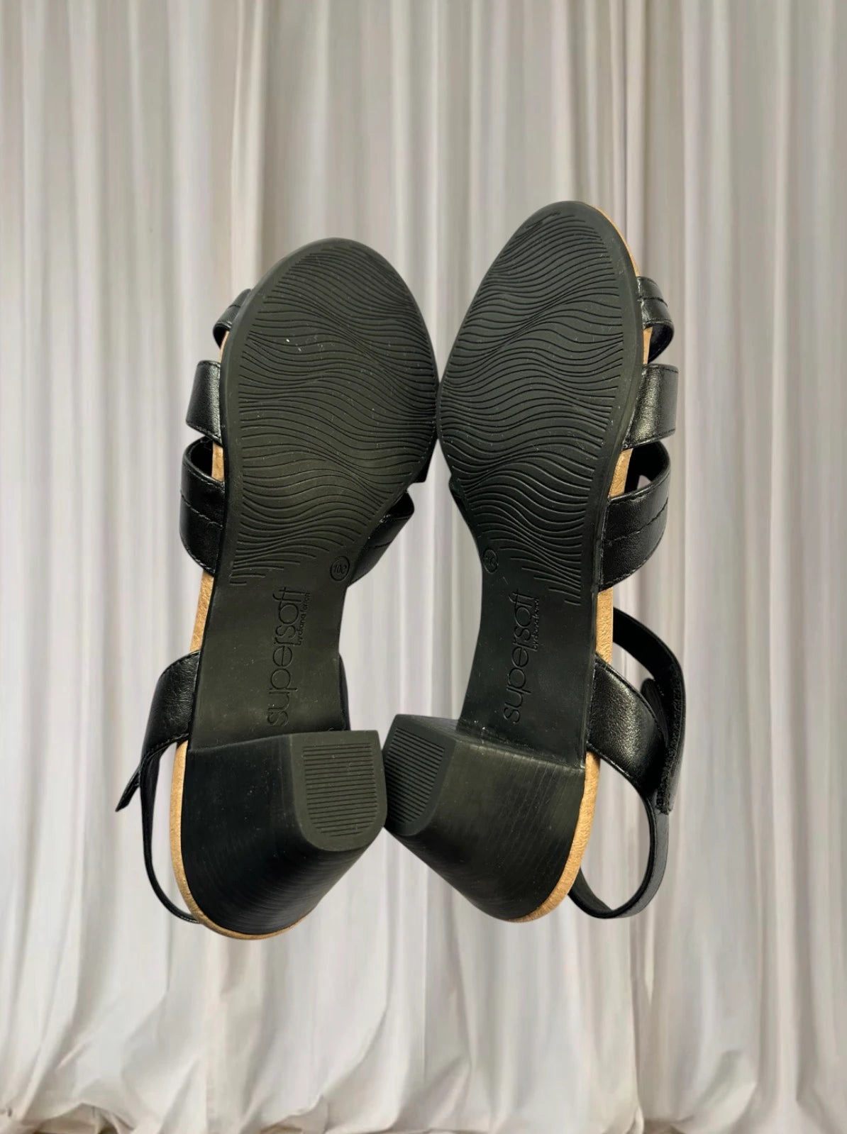 Supersoft by Diana Ferrari Ivanka Sandals -Black Leather Comfort NEW 10 - Image 5