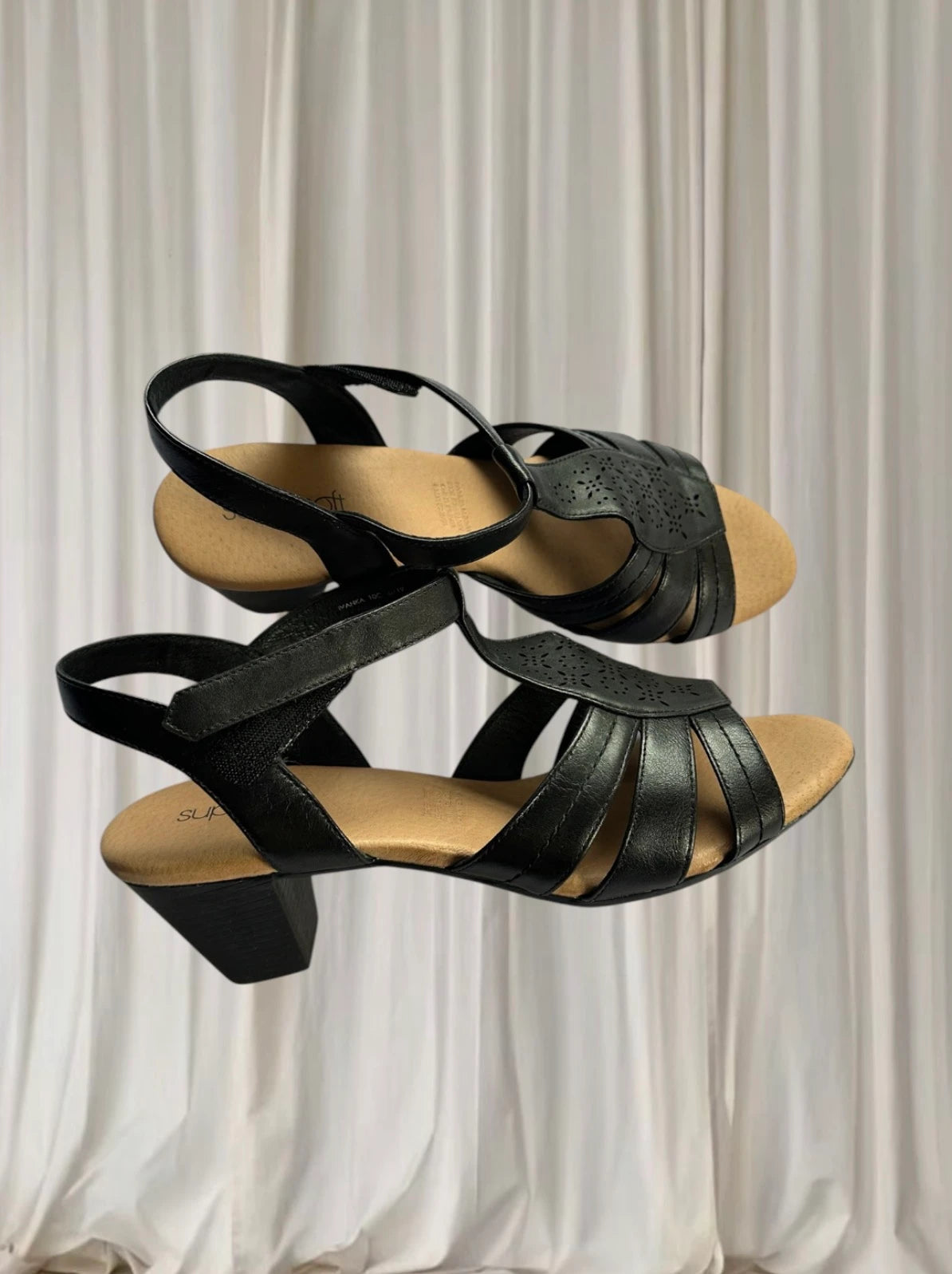 Supersoft by Diana Ferrari Ivanka Sandals -Black Leather Comfort NEW 10 - Image 2