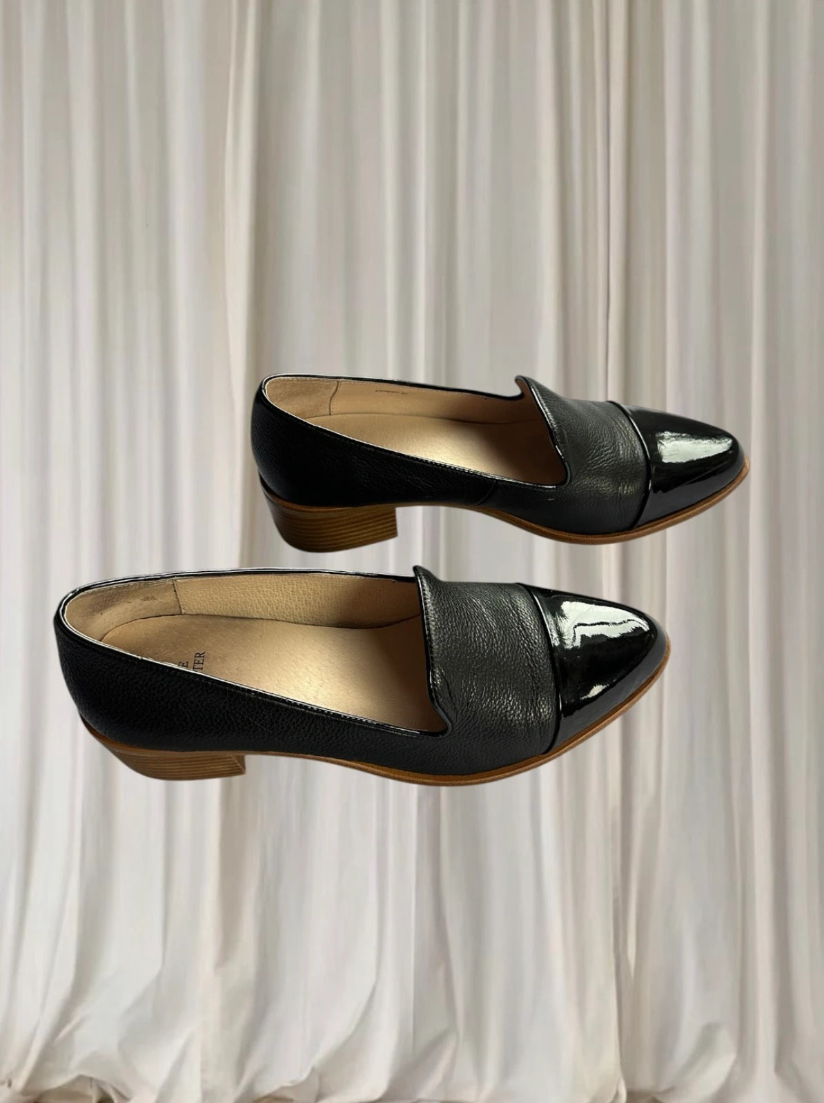 Jane Debster Expert Block Heel Loafers - Black Leather Patent 42B New - Image 3