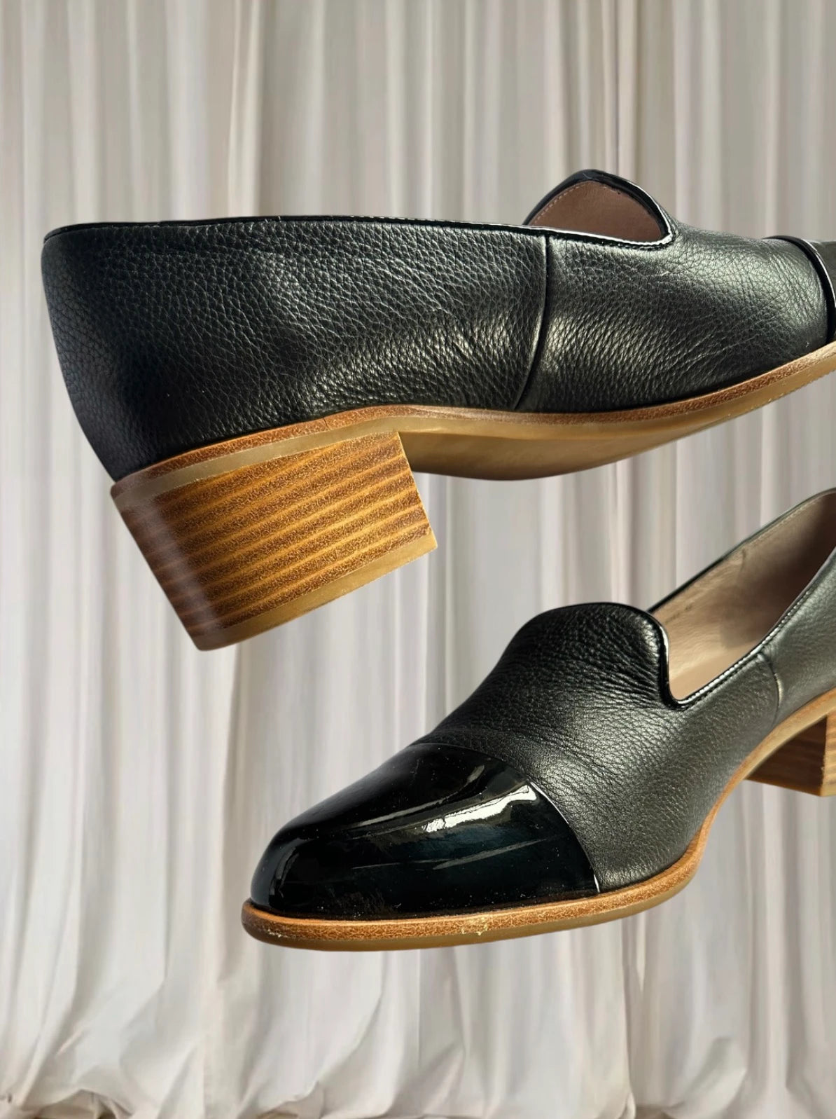 Jane Debster Expert Block Heel Loafers - Black Leather Patent 42B New - Image 8