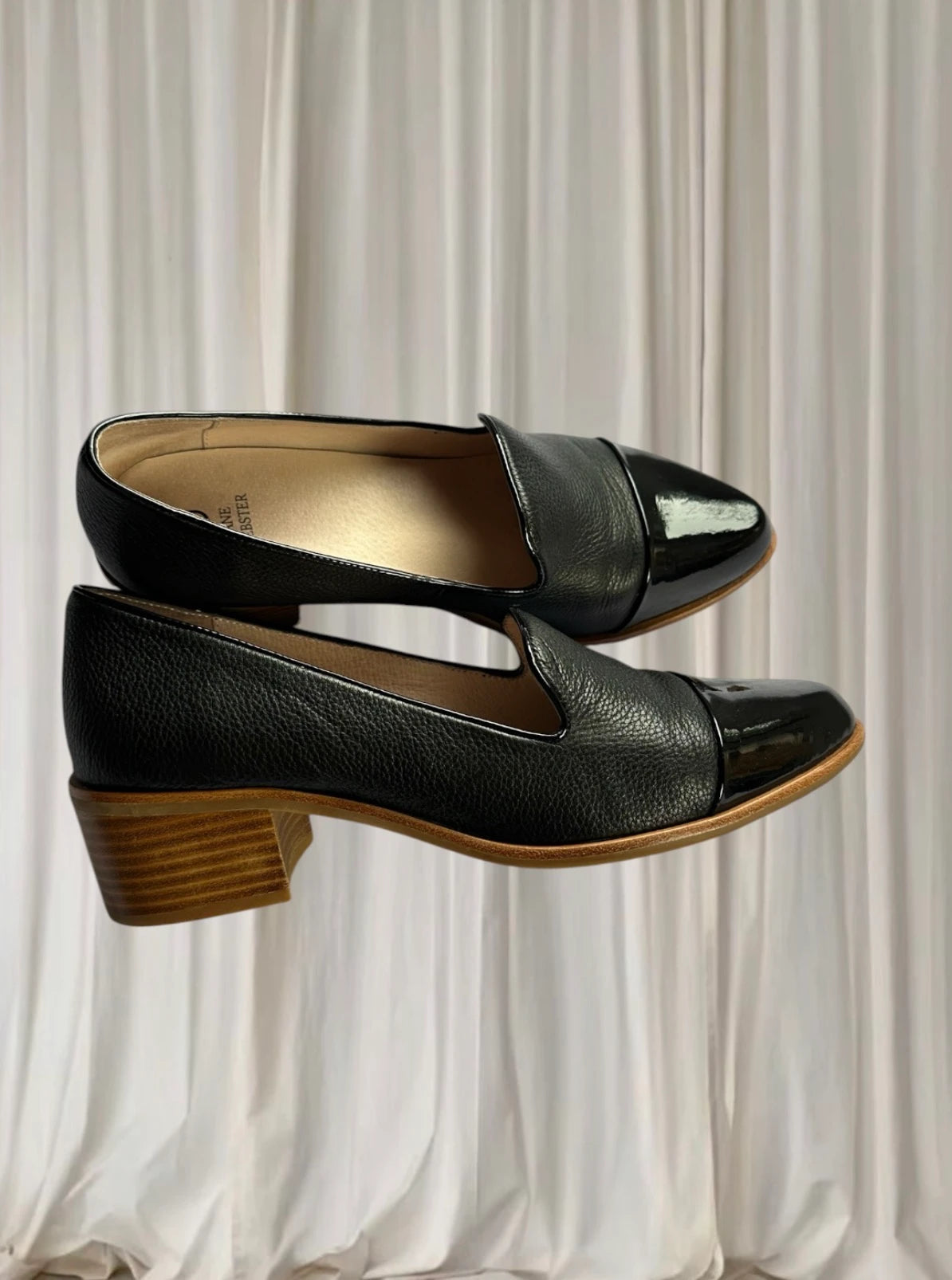 Jane Debster Expert Block Heel Loafers - Black Leather Patent 42B New - Image 2