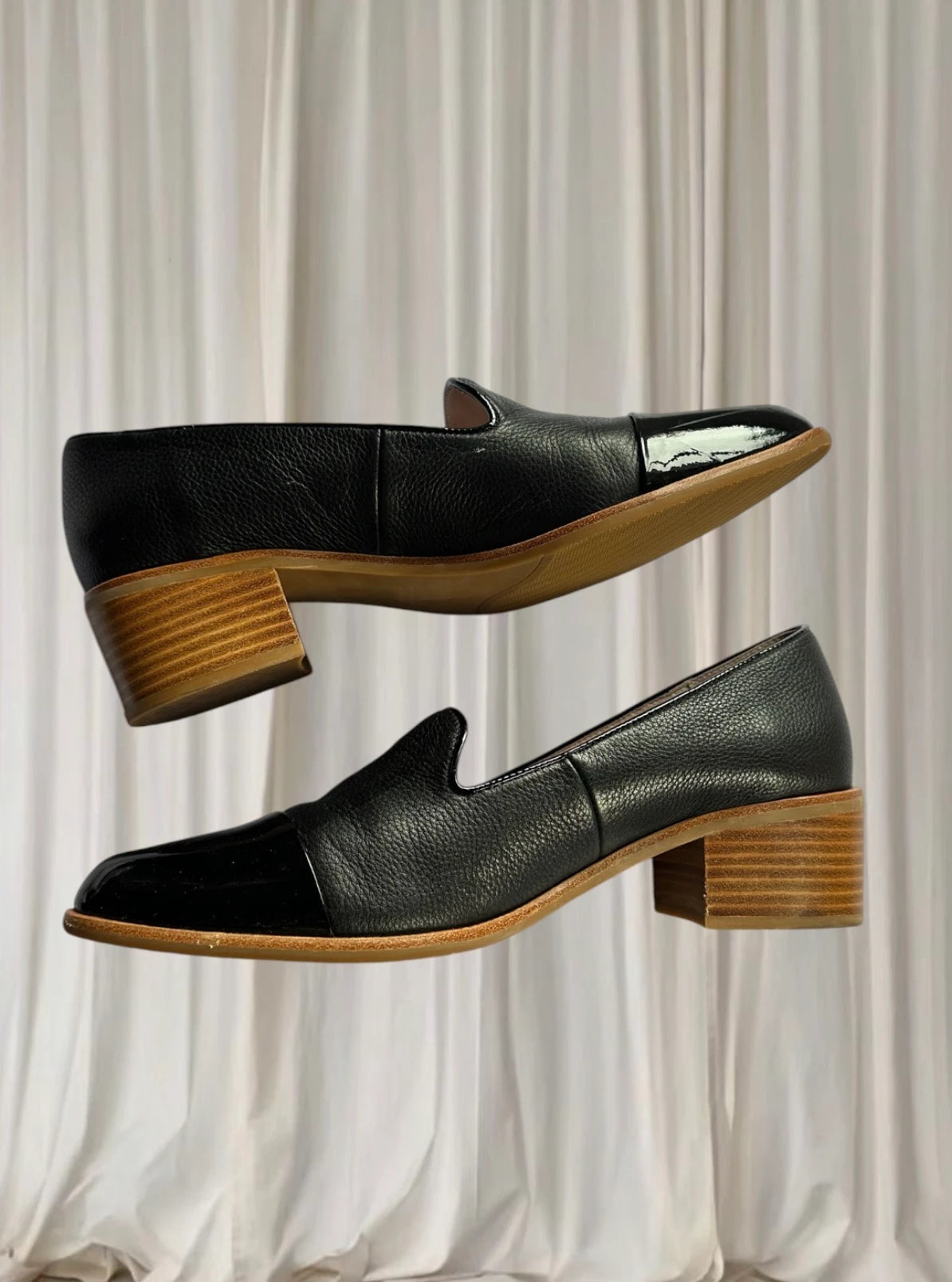 Jane Debster Expert Block Heel Loafers - Black Leather Patent 42B New - Image 5