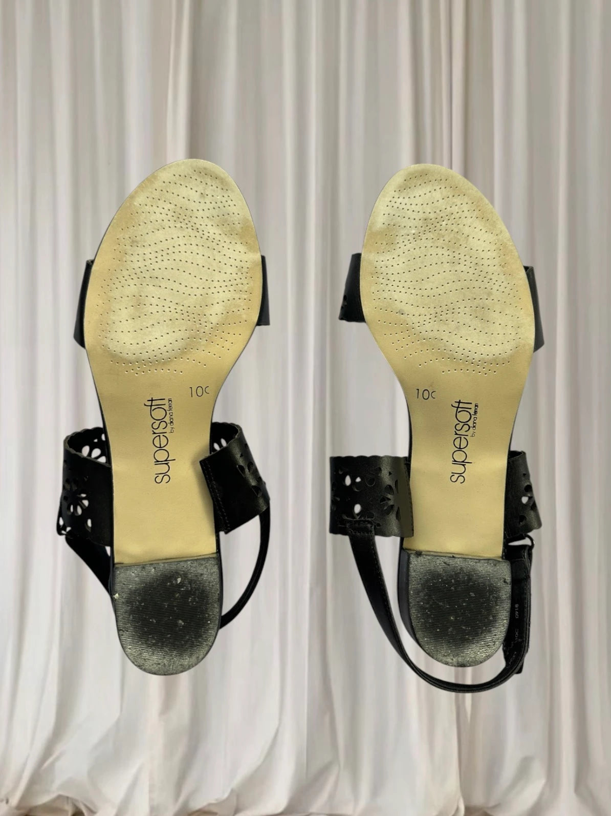 Supersoft by Diana Ferrari Block Heel Sandals -Black Leather AU 10 - Image 6