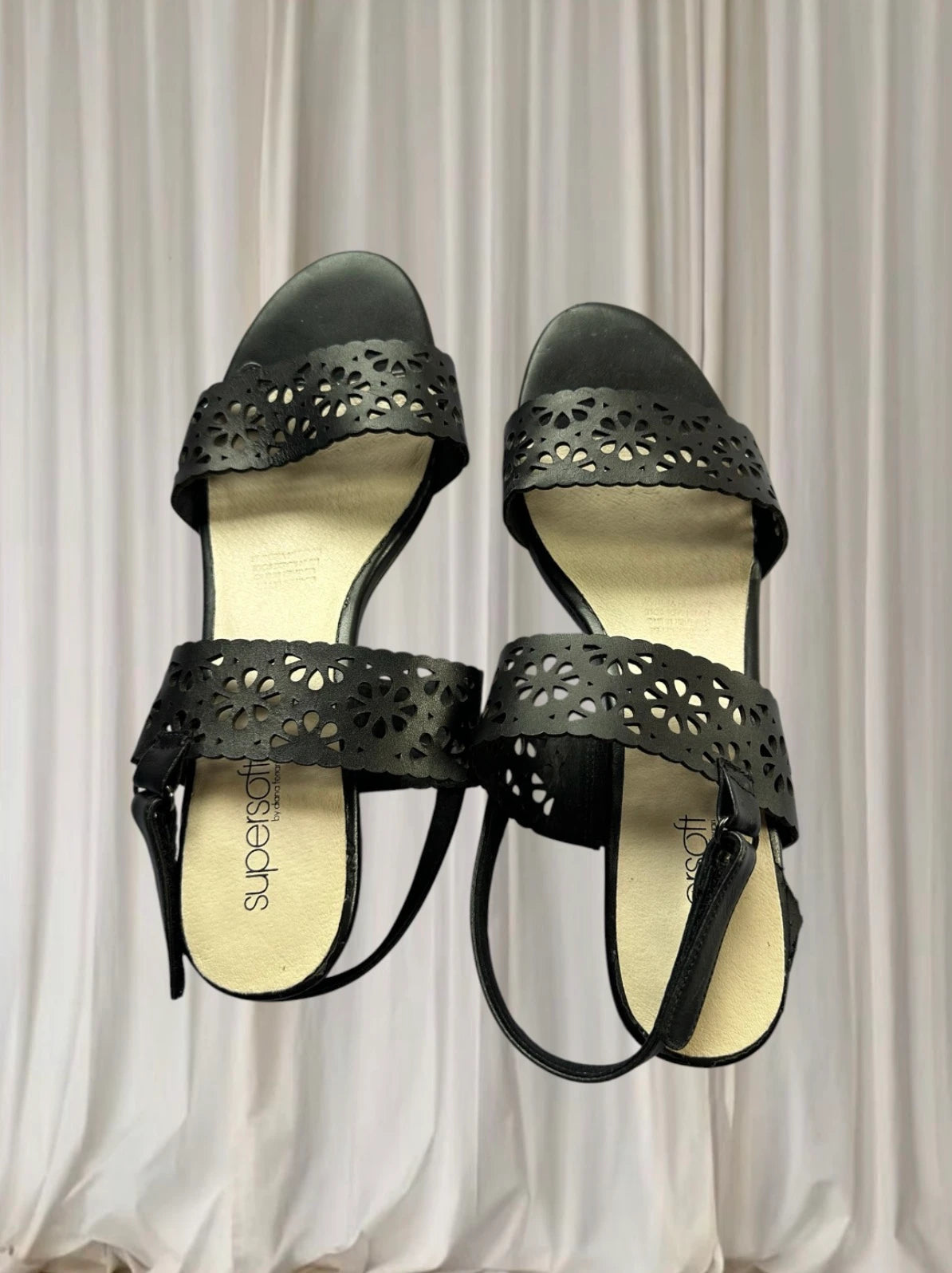 Supersoft by Diana Ferrari Block Heel Sandals -Black Leather AU 10 - Image 4