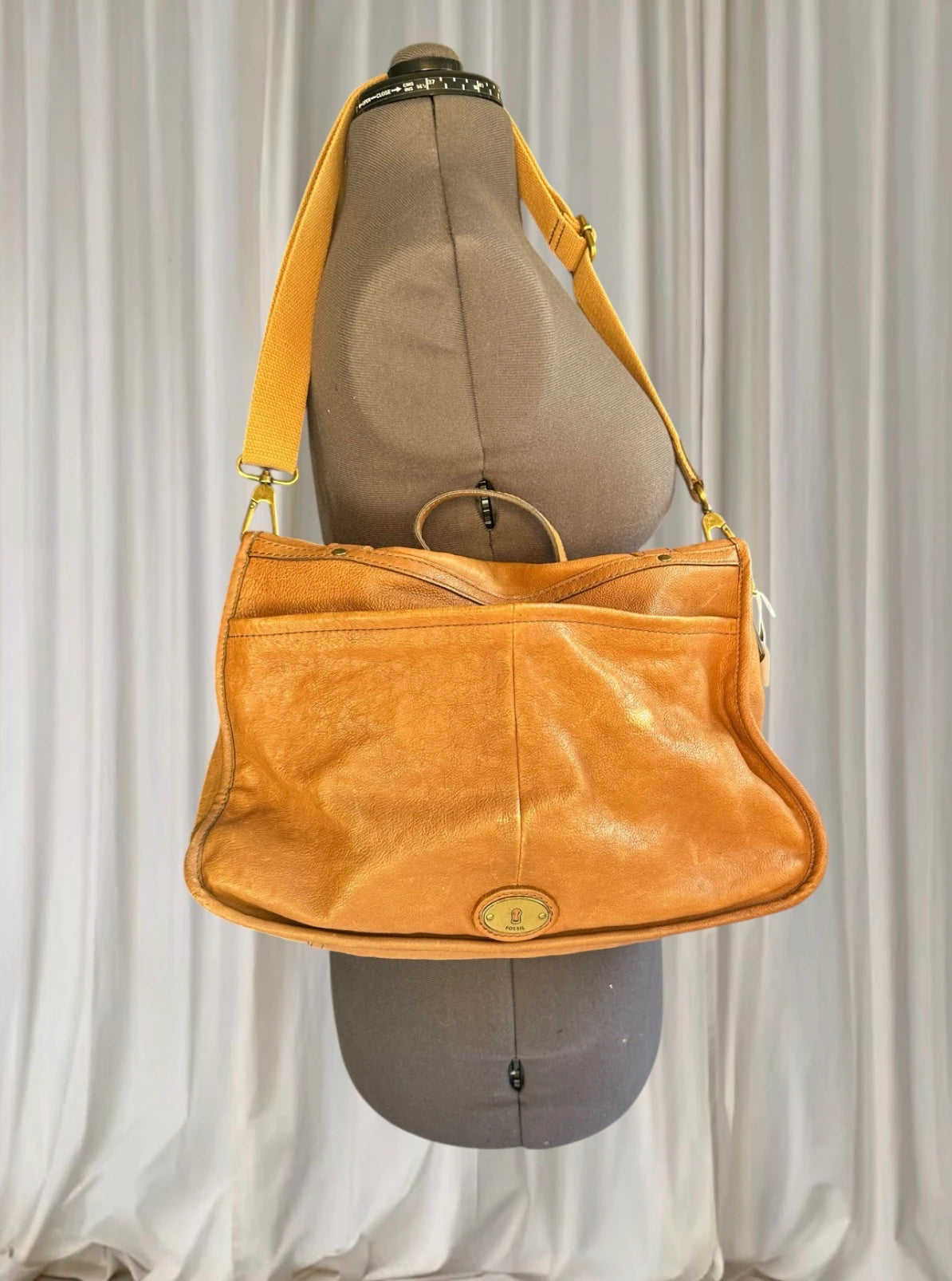 Fossil Vintage Reissue Messenger Bag - Tan Leather Satchel - Image 2