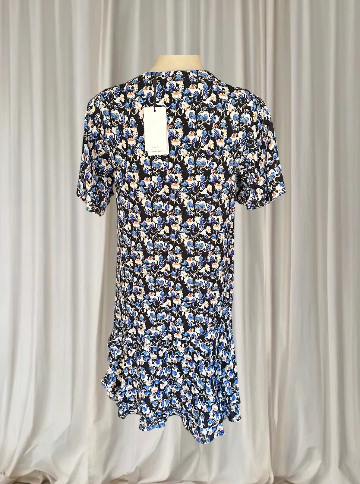 Reiss Lulu Floral Mini Dress - Blue Ditsy Print Keyhole Neckline UK 8 - Image 4