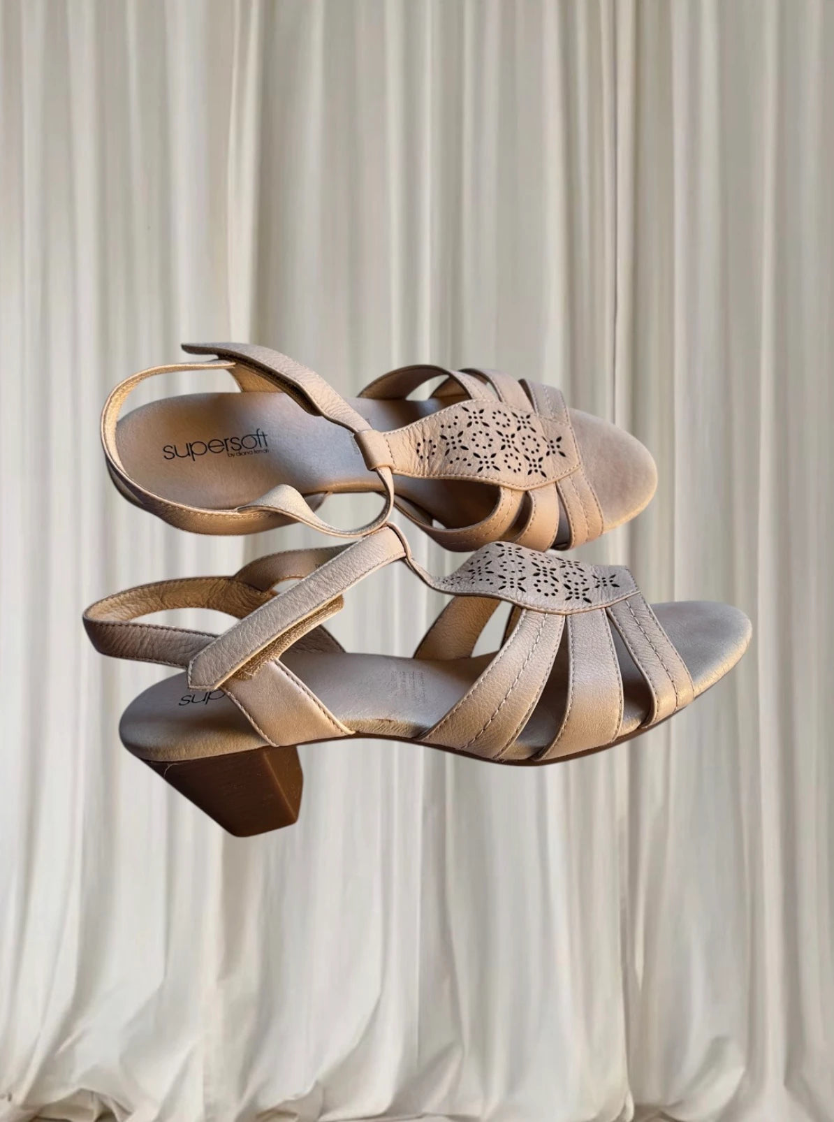 Supersoft by Diana Ferrari Leather Sandals - Ivanka Blush Block Heel 10 - Image 2