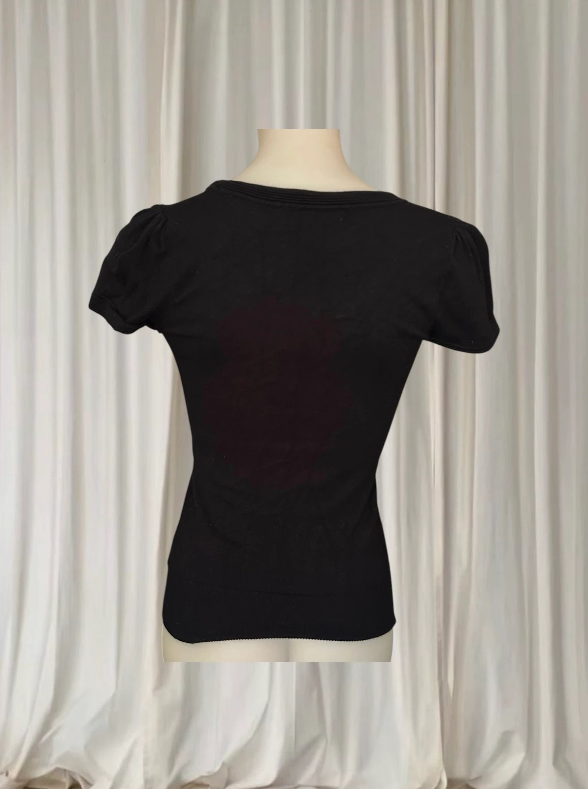 Luxe Apparel Ribbed Knit Top - Rhinestone Flower Embellishments - Image 4