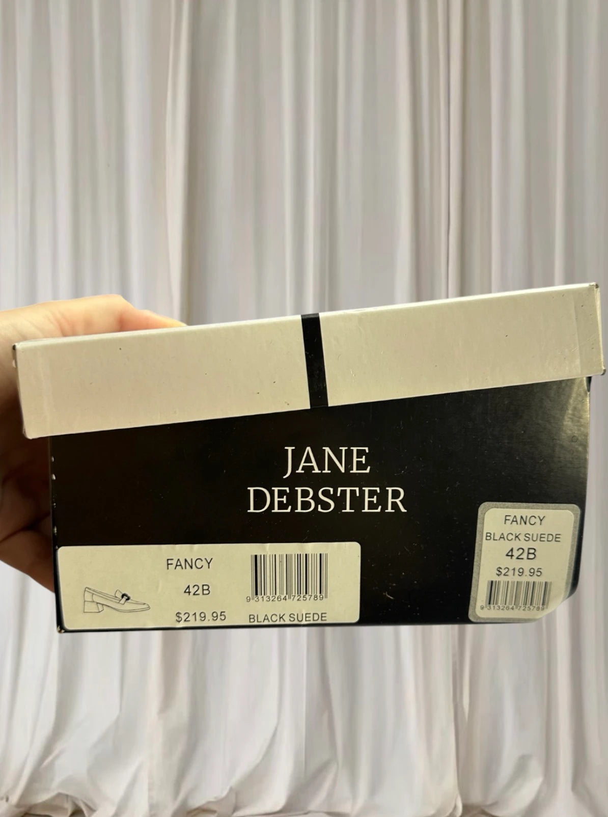 Jane Debster Block Heel Loafers - Black Suede with Gold Chain Detail - Image 5