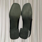 Jane Debster Block Heel Loafers - Black Suede with Gold Chain Detail - Image 3
