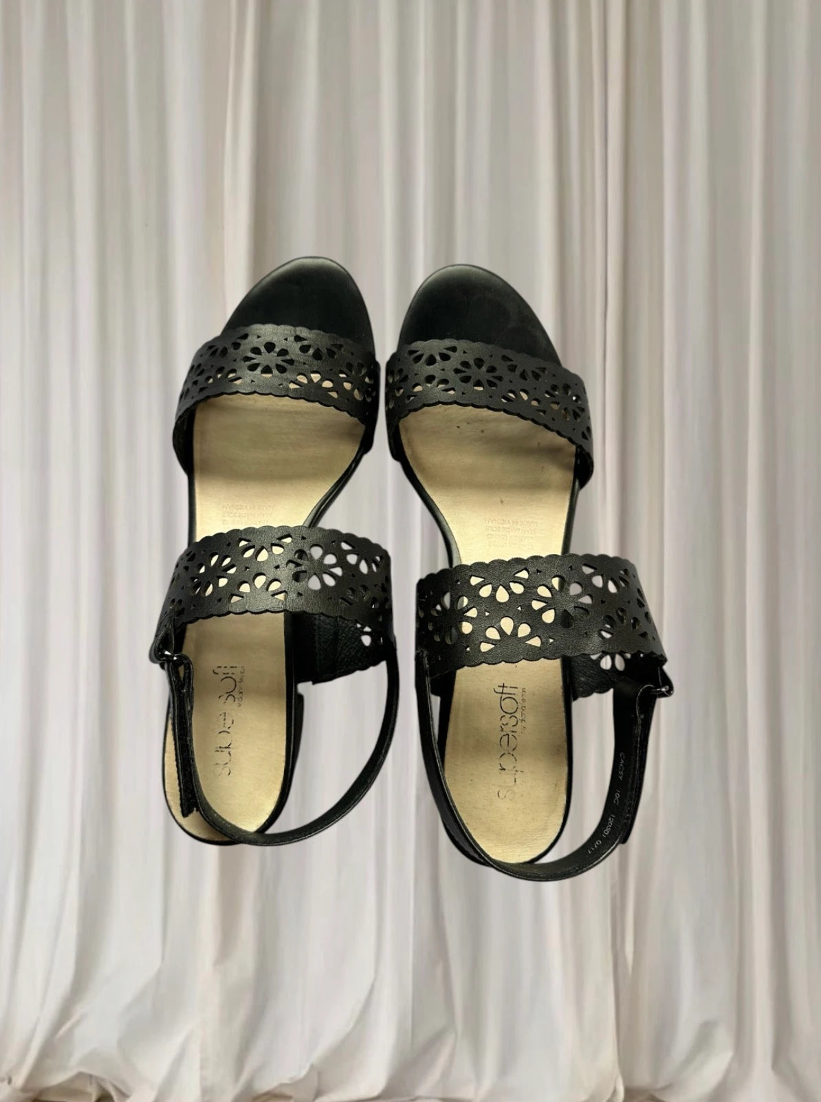 Supersoft by Diana Ferrari Block Heel Sandals - Black Laser Cut Leather 10 - Image 3