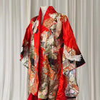 Vintage Japanese Uchikake Furisode Wedding Kimono - Intricate Crane and Floral Embroidery - Image 5