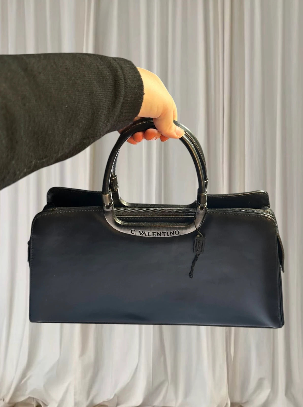 C.Valentino Vintage Structured Leather Handbag - Made In Italy - Image 1