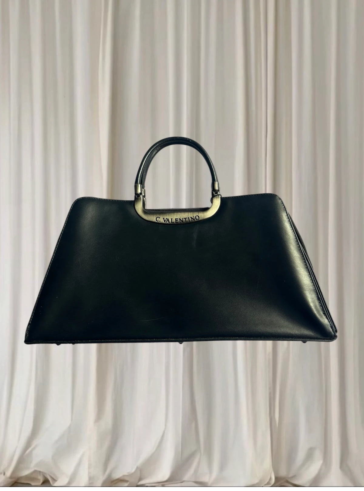 C.Valentino Vintage Structured Leather Handbag - Made In Italy - Image 2