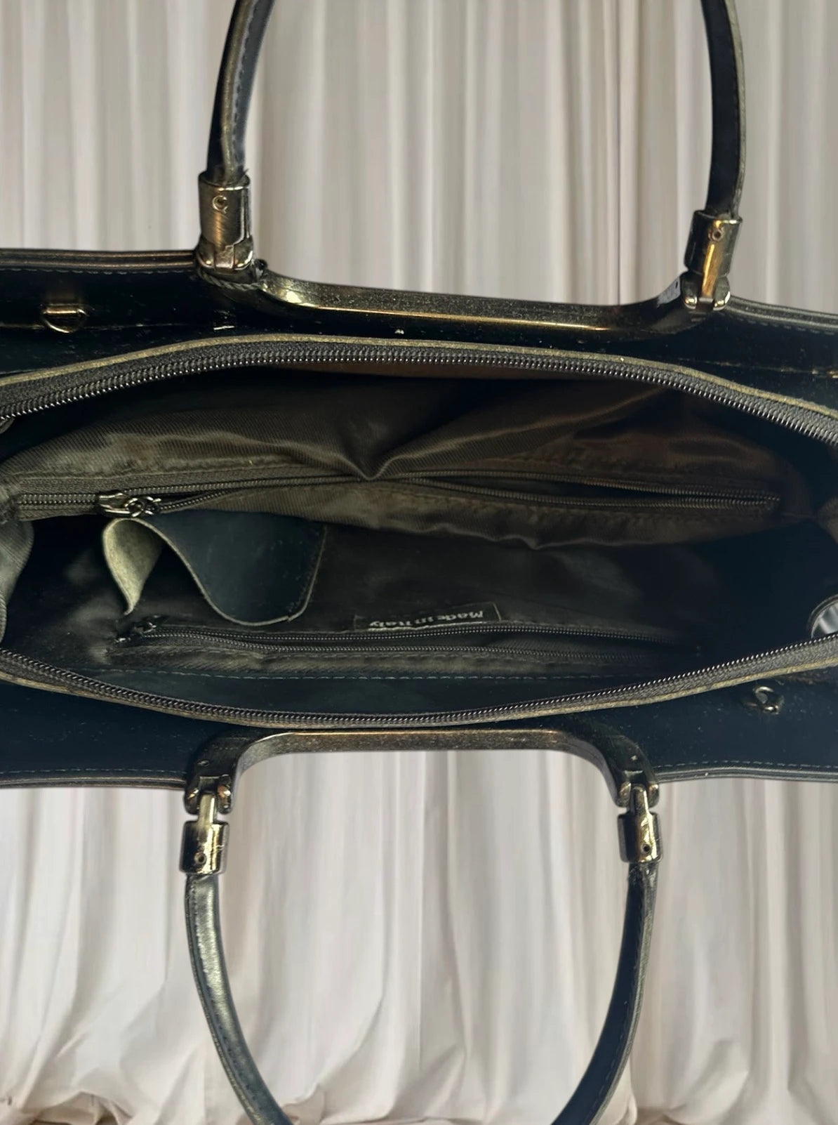C.Valentino Vintage Structured Leather Handbag - Made In Italy - Image 5