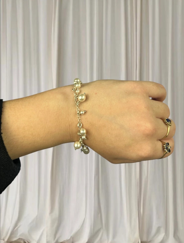 Lumina Jewellery Sterling Silver Pearl Charm Bracelet - Elegant Dangle Design - Image 1