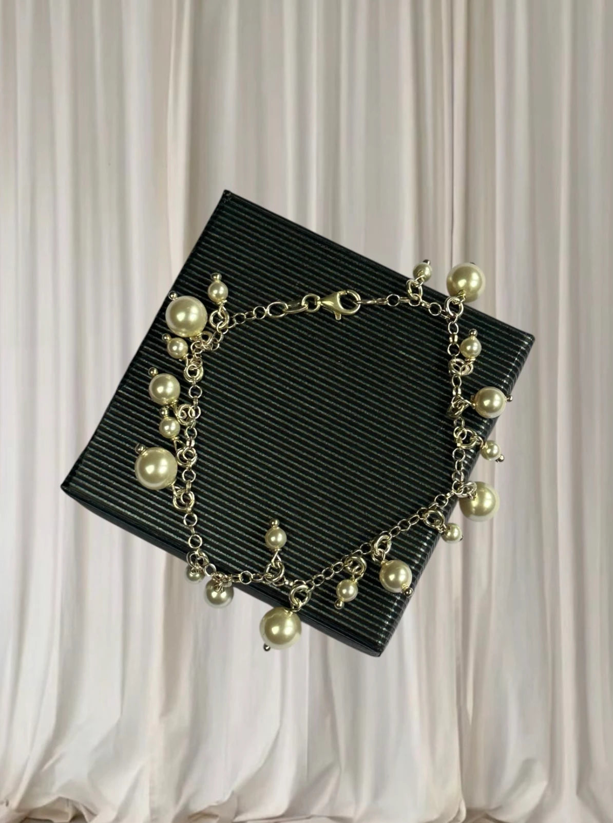 Lumina Jewellery Sterling Silver Pearl Charm Bracelet - Elegant Dangle Design - Image 4