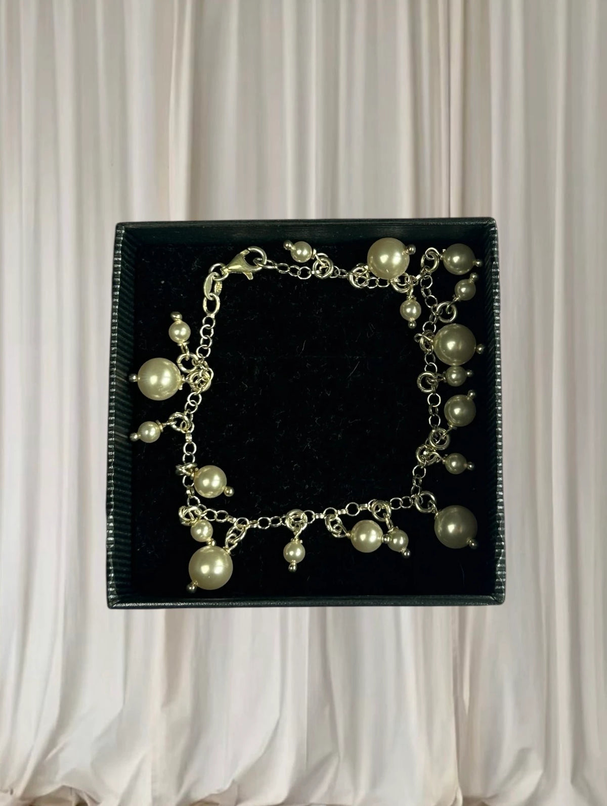 Lumina Jewellery Sterling Silver Pearl Charm Bracelet - Elegant Dangle Design - Image 5