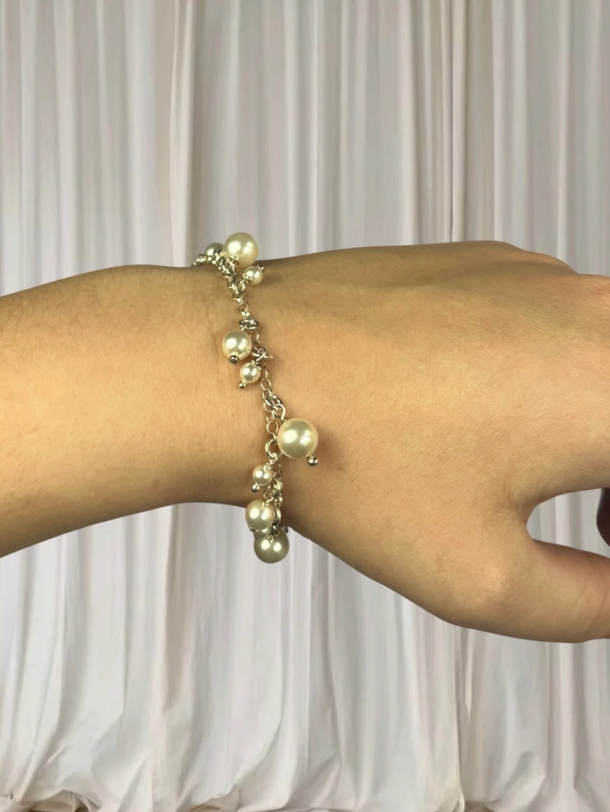 Lumina Jewellery Sterling Silver Pearl Charm Bracelet - Elegant Dangle Design - Image 3