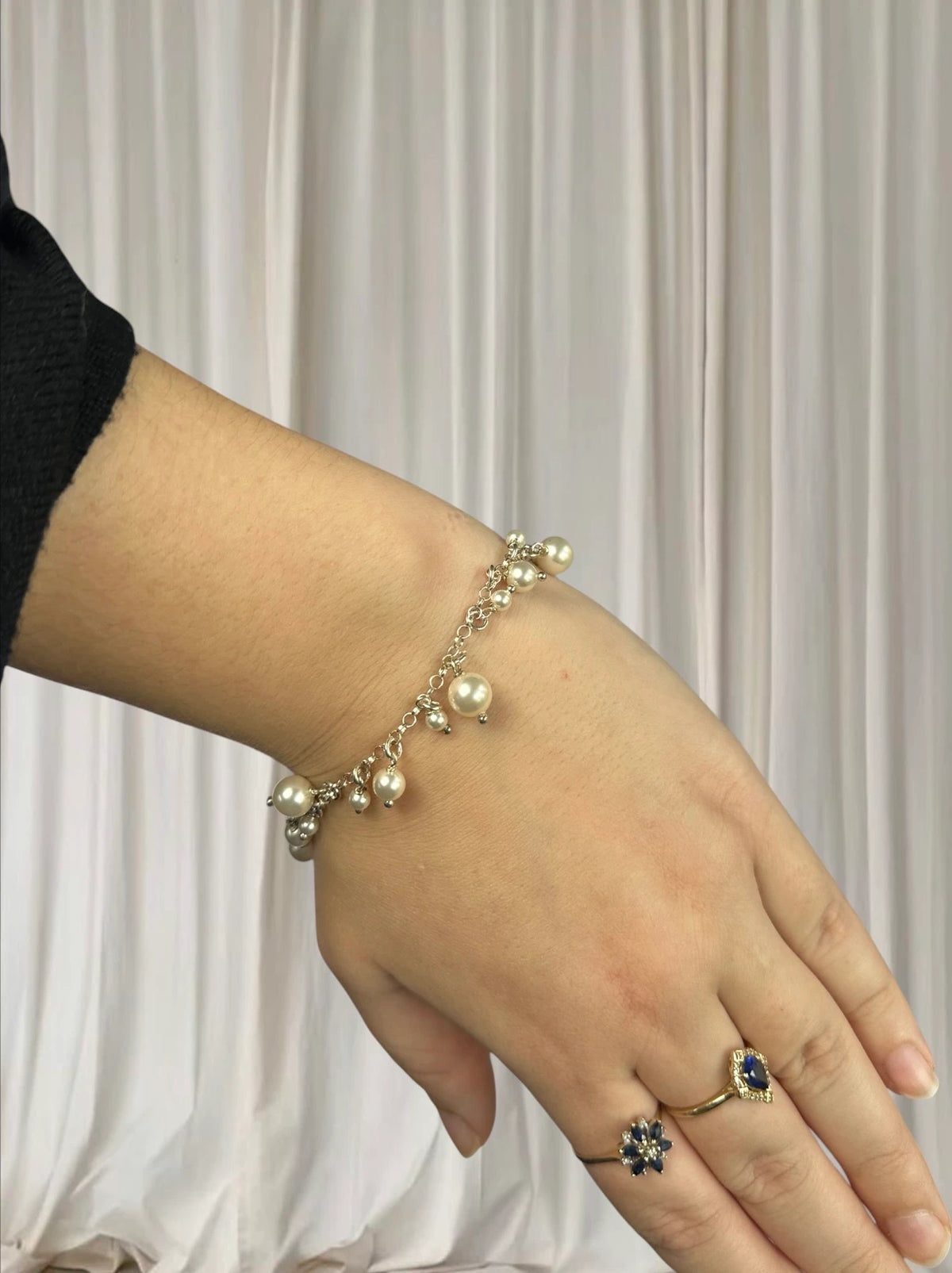 Lumina Jewellery Sterling Silver Pearl Charm Bracelet - Elegant Dangle Design - Image 2