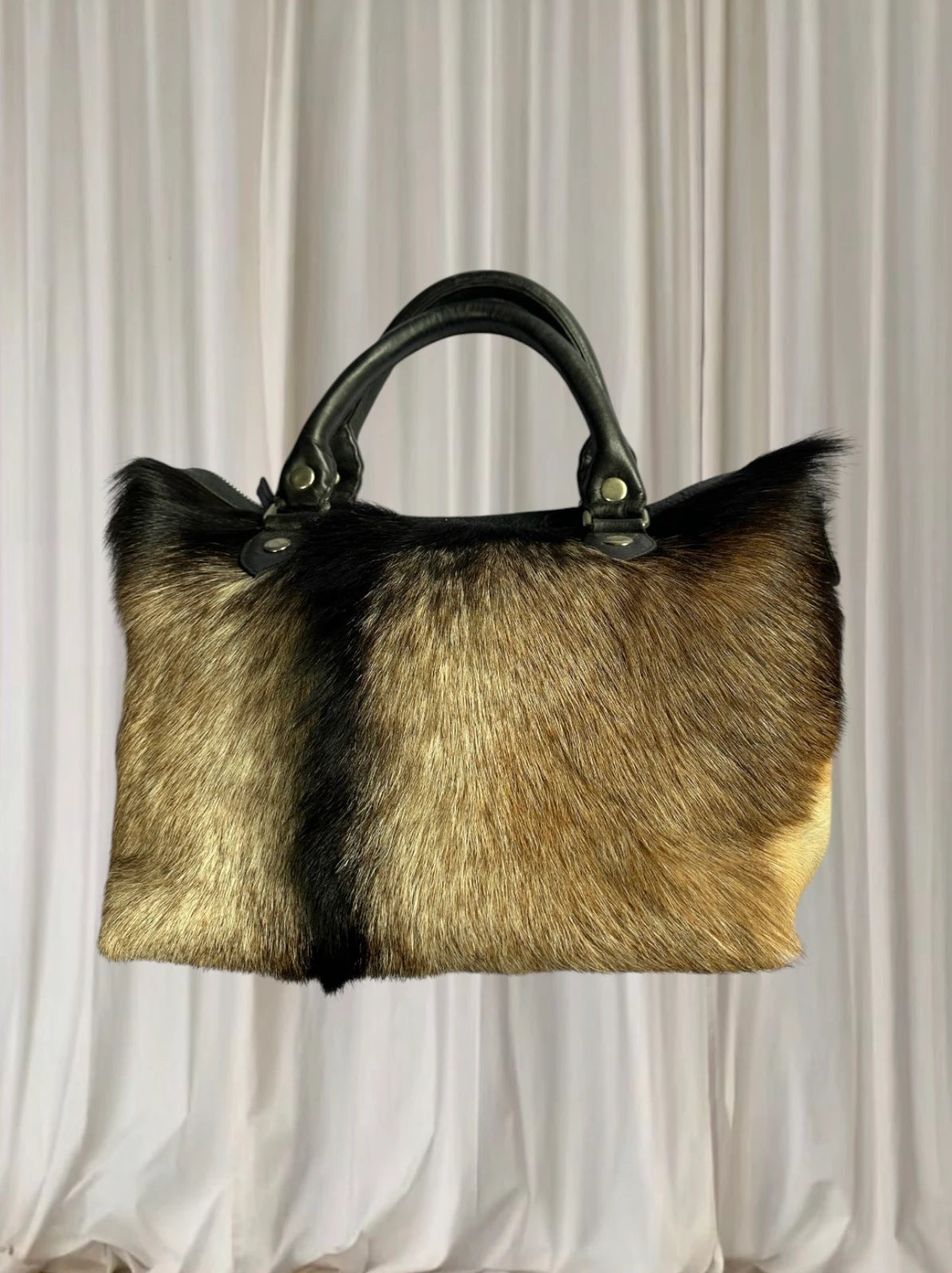 Zuzi Genuine Hair-On-Hide Leather Tote Bag - Textured Animal Print - Image 2