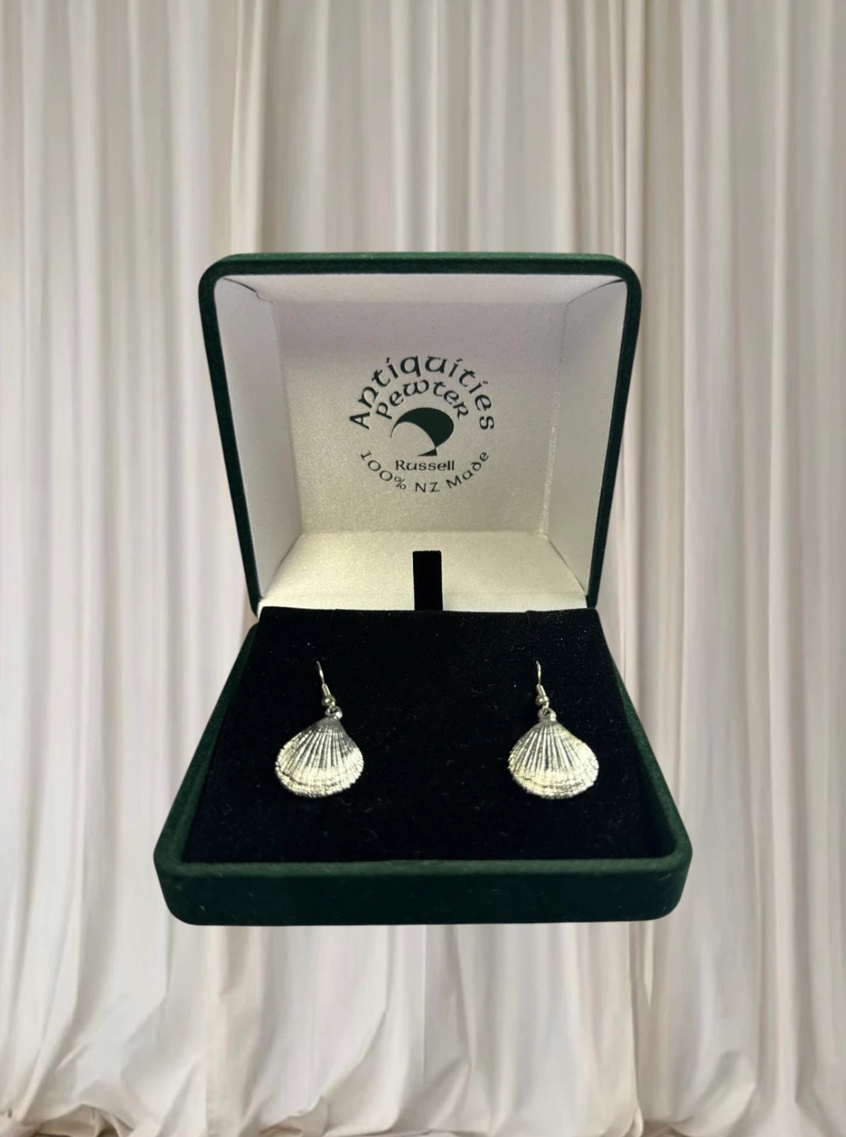 Antiquities Pewter Seashell Earrings - Handcrafted New Zealand Silver Tone Jewelry - Image 1