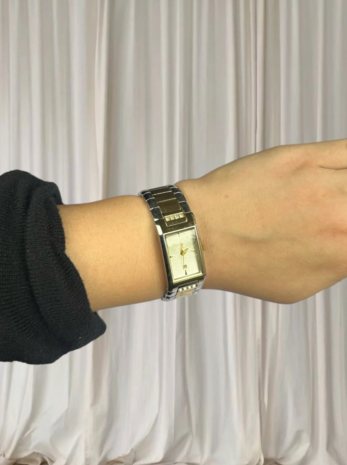 Billabong Women's Rectangular Two-Tone Watch - Gold and Silver Rhinestone - Image 2