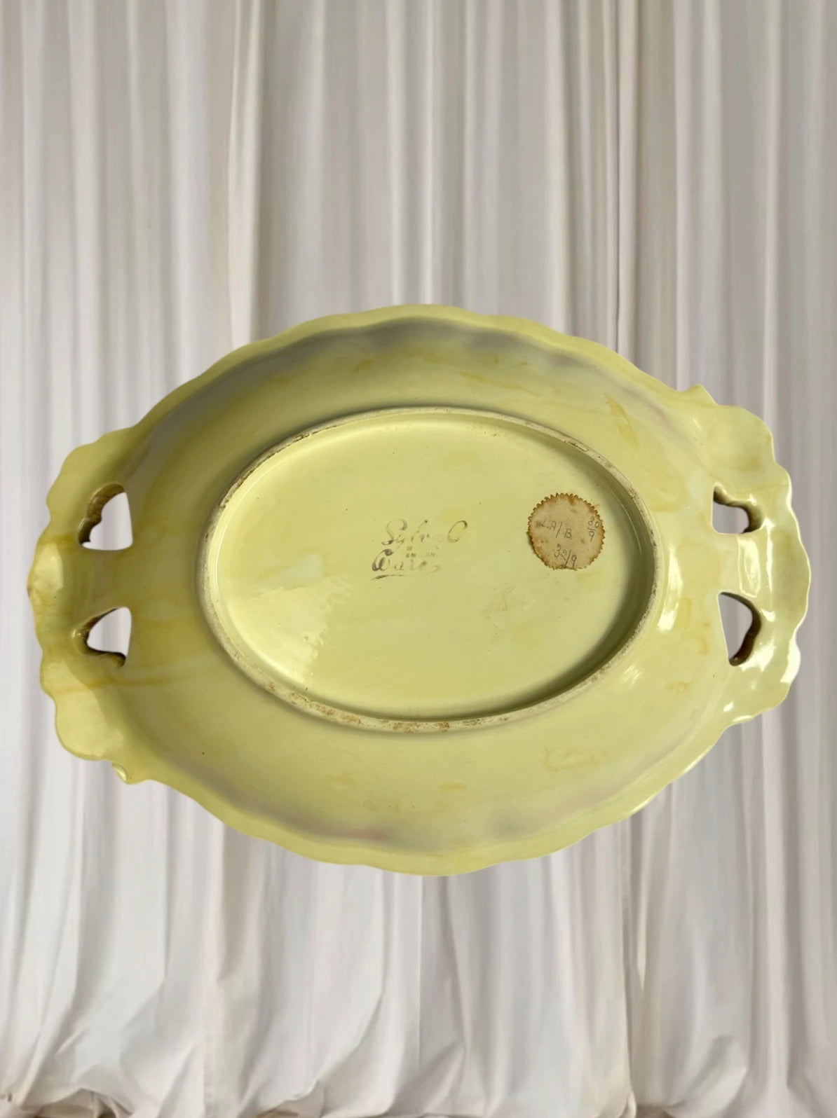 Antique Serving Bowl - Vintage Art Deco Green and Gold Ceramic Tray - Image 5