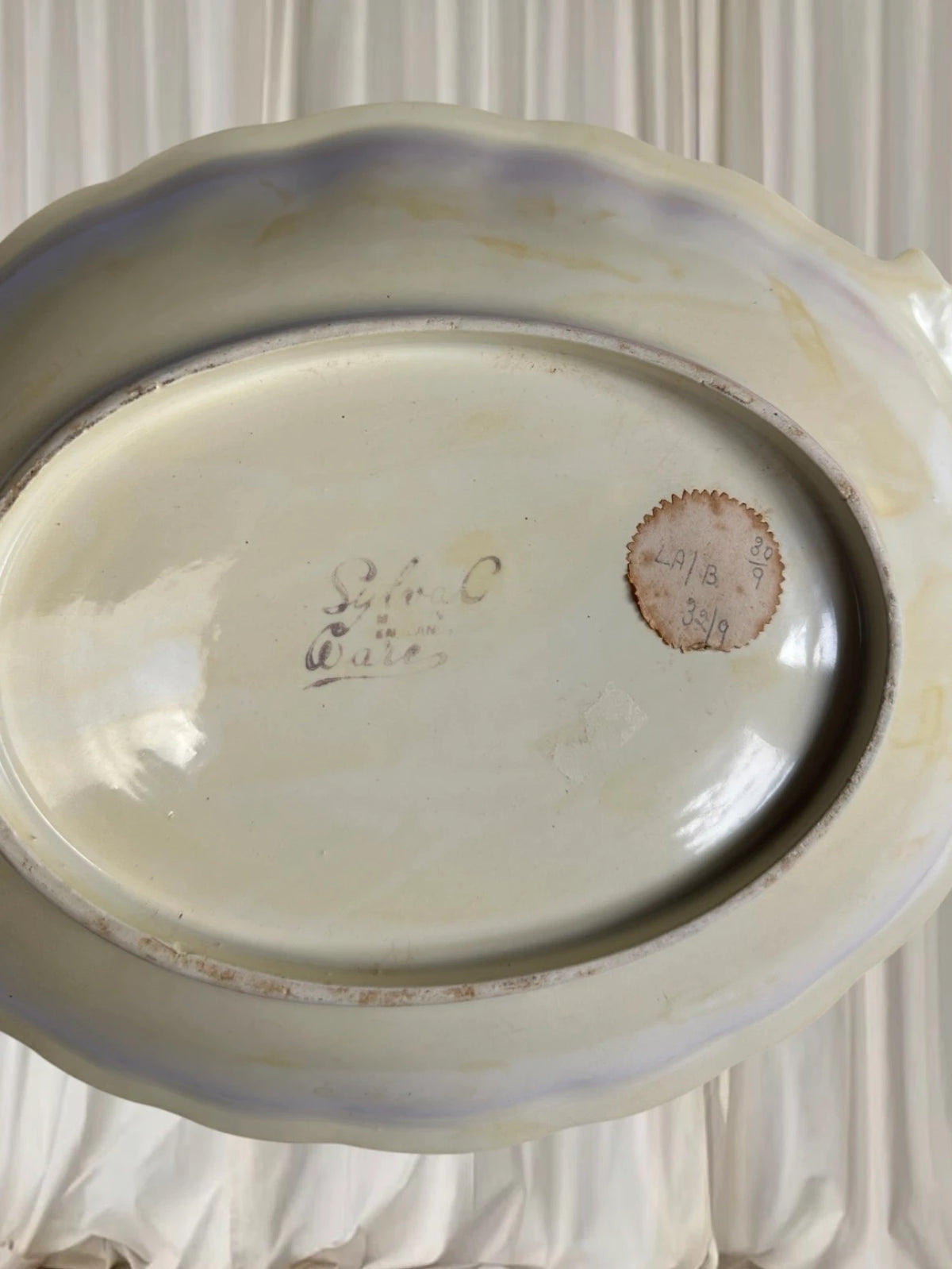 Antique Serving Bowl - Vintage Art Deco Green and Gold Ceramic Tray - Image 6
