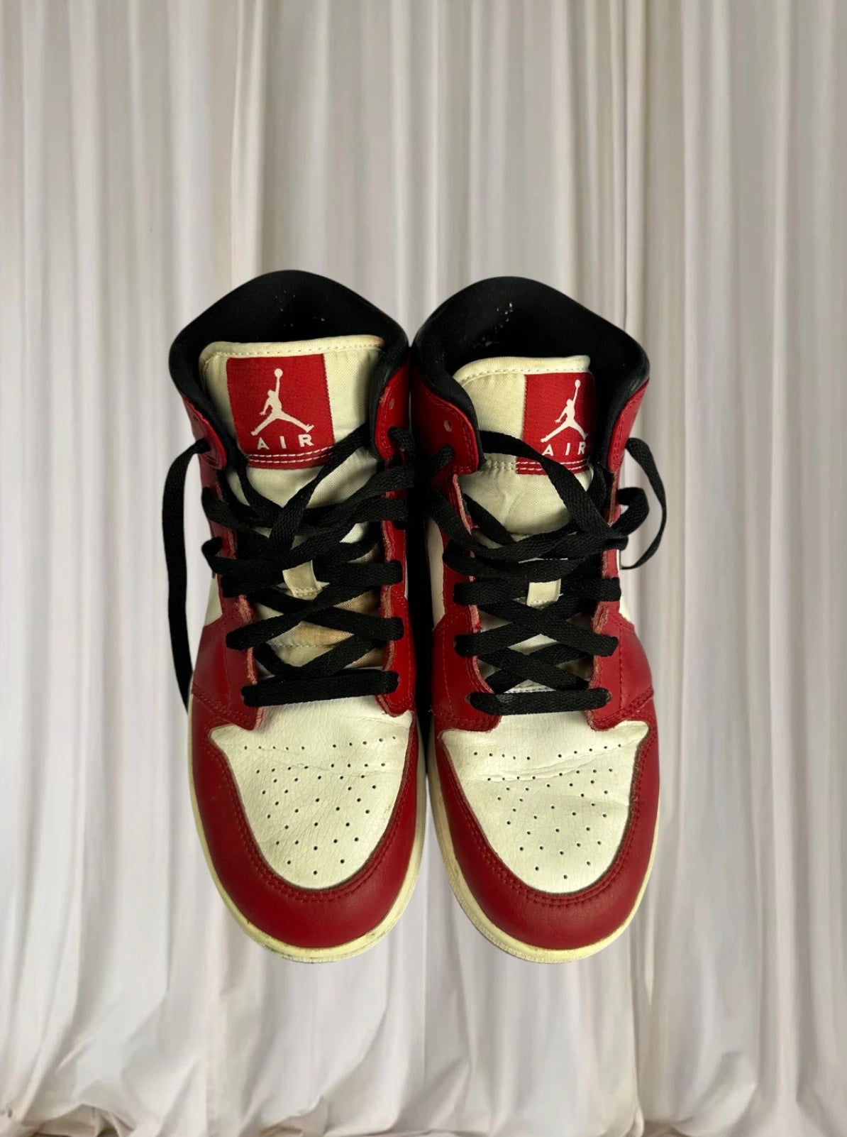 Nike Air Jordan 1 Mid Sneakers - Iconic Gym Red Black White Youth Size 6.5Y - Image 6