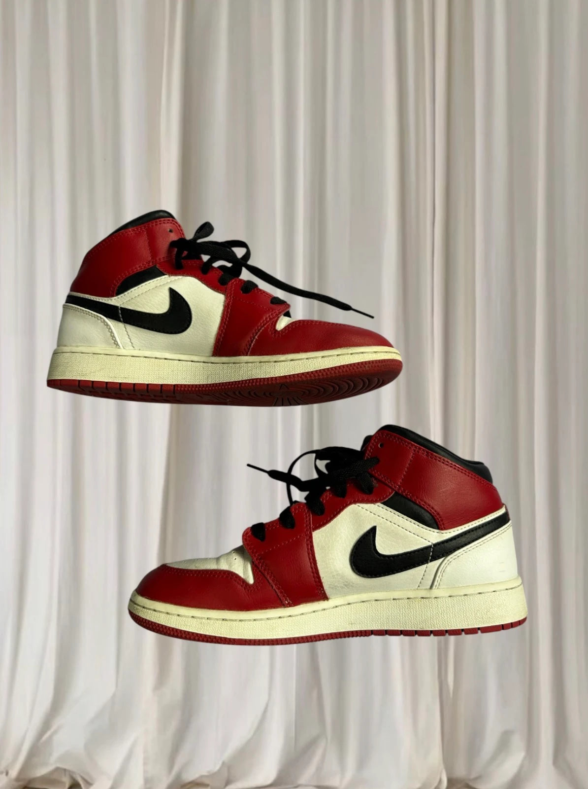 Nike Air Jordan 1 Mid Sneakers - Iconic Gym Red Black White Youth Size 6.5Y - Image 4