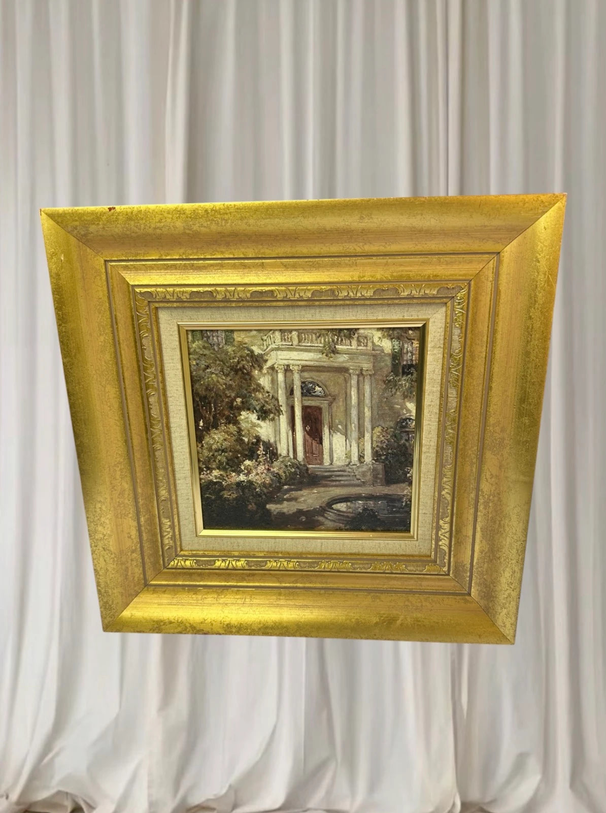 Abbott Fuller Graves Framed Oil Painting - Grandmother's Doorway Southern Colonial Mansion - Image 2