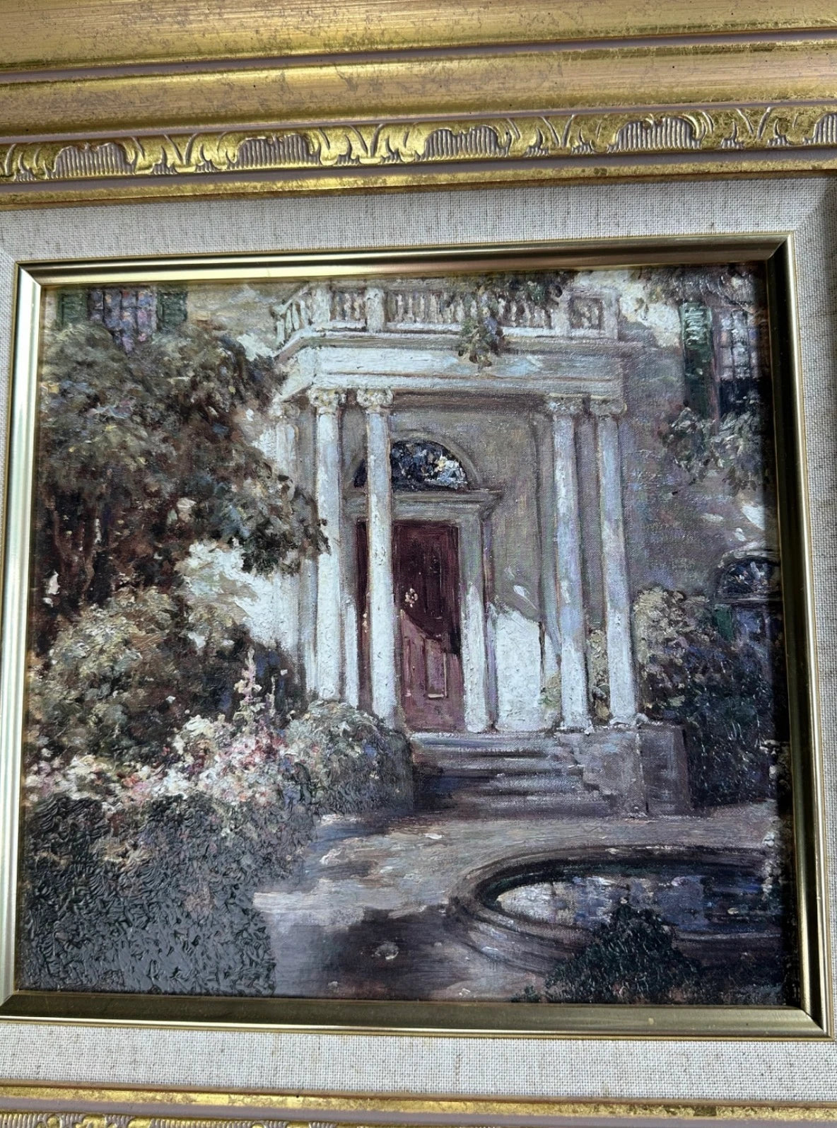 Abbott Fuller Graves Framed Oil Painting - Grandmother's Doorway Southern Colonial Mansion - Image 4