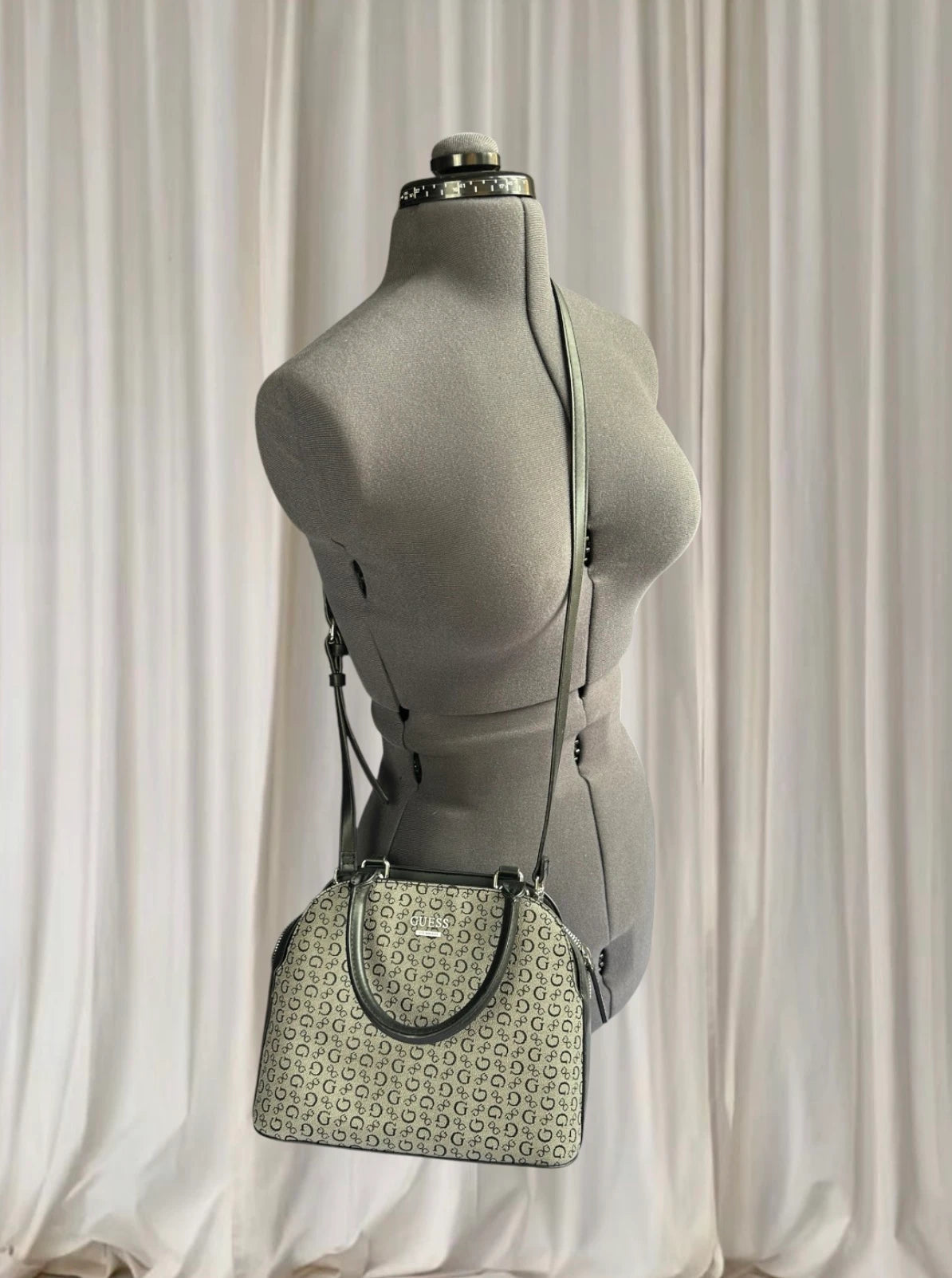 Guess Monogram Dome Satchel Crossbody Bag - Versatile Everyday Accessory - Image 1