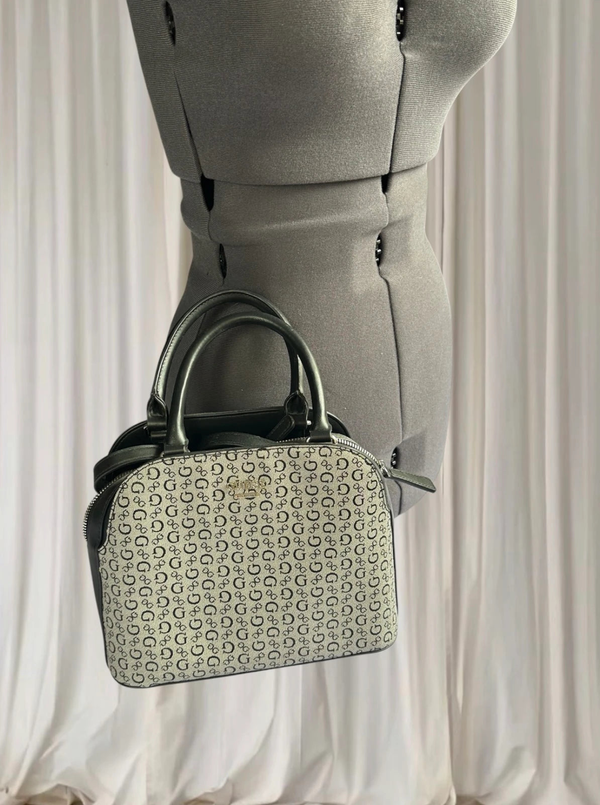 Guess Monogram Dome Satchel Crossbody Bag - Versatile Everyday Accessory - Image 3