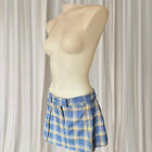 Neon Hart Y2K Pleated Mini Skirt - Blue and Yellow Tartan Plaid S - Image 2