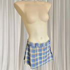 Neon Hart Y2K Pleated Mini Skirt - Blue and Yellow Tartan Plaid S - Image 3