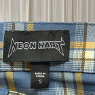 Neon Hart Y2K Pleated Mini Skirt - Blue and Yellow Tartan Plaid S - Image 5