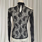 Lucky 13 Lace Top - Gothic Paisley Mock Neck Long Sleeve - Image 6