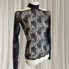 Lucky 13 Lace Top - Gothic Paisley Mock Neck Long Sleeve - Image 2