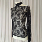 Lucky 13 Lace Top - Gothic Paisley Mock Neck Long Sleeve - Image 3