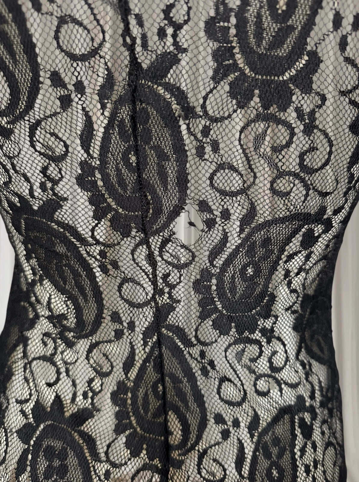 Lucky 13 Lace Top - Gothic Paisley Mock Neck Long Sleeve - Image 7