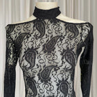 Lucky 13 Lace Top - Gothic Paisley Mock Neck Long Sleeve - Image 4