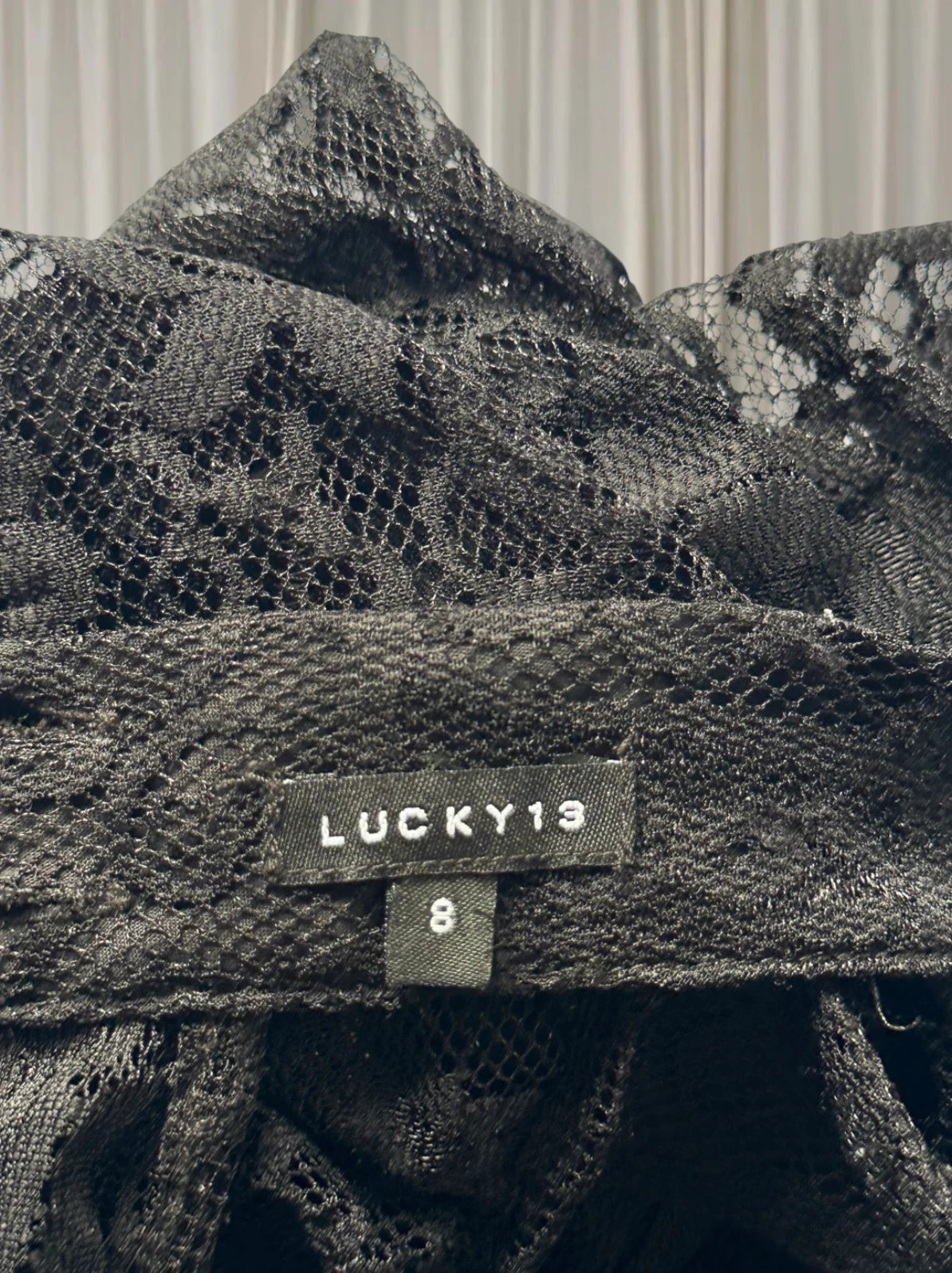 Lucky 13 Lace Top - Gothic Paisley Mock Neck Long Sleeve - Image 5