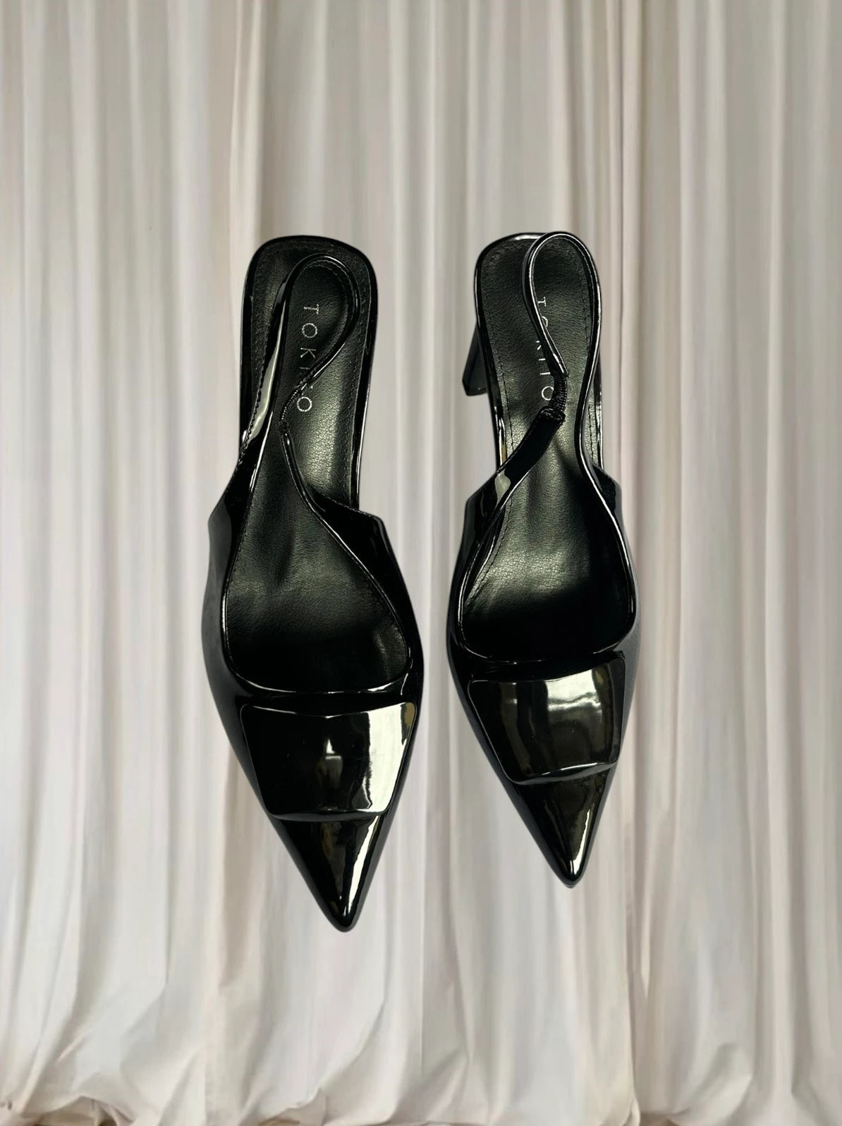 Tokito Slingback Heels - Elegant Black Patent Pointed Pumps AU6 - Image 3