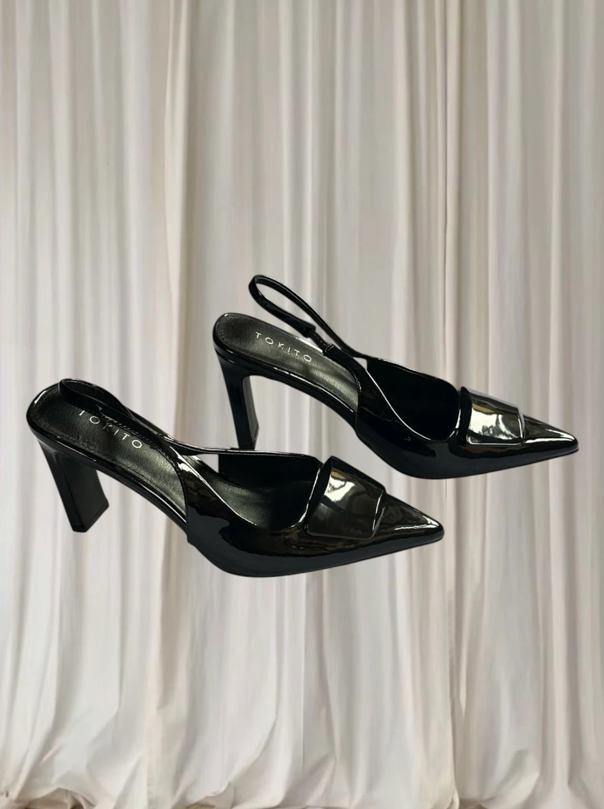 Tokito Slingback Heels - Elegant Black Patent Pointed Pumps AU6 - Image 2